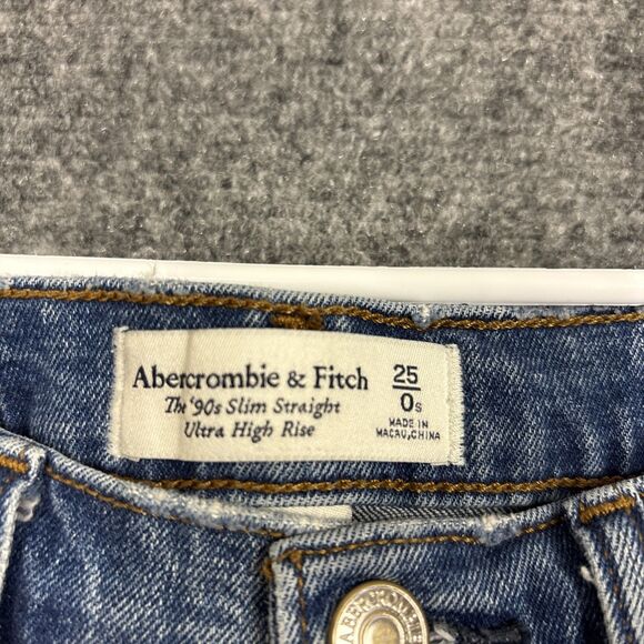 Abercrombie & Fitch The 90's Slim Straight Jeans Womens Size 25 Ultra High - Picture 3 of 10